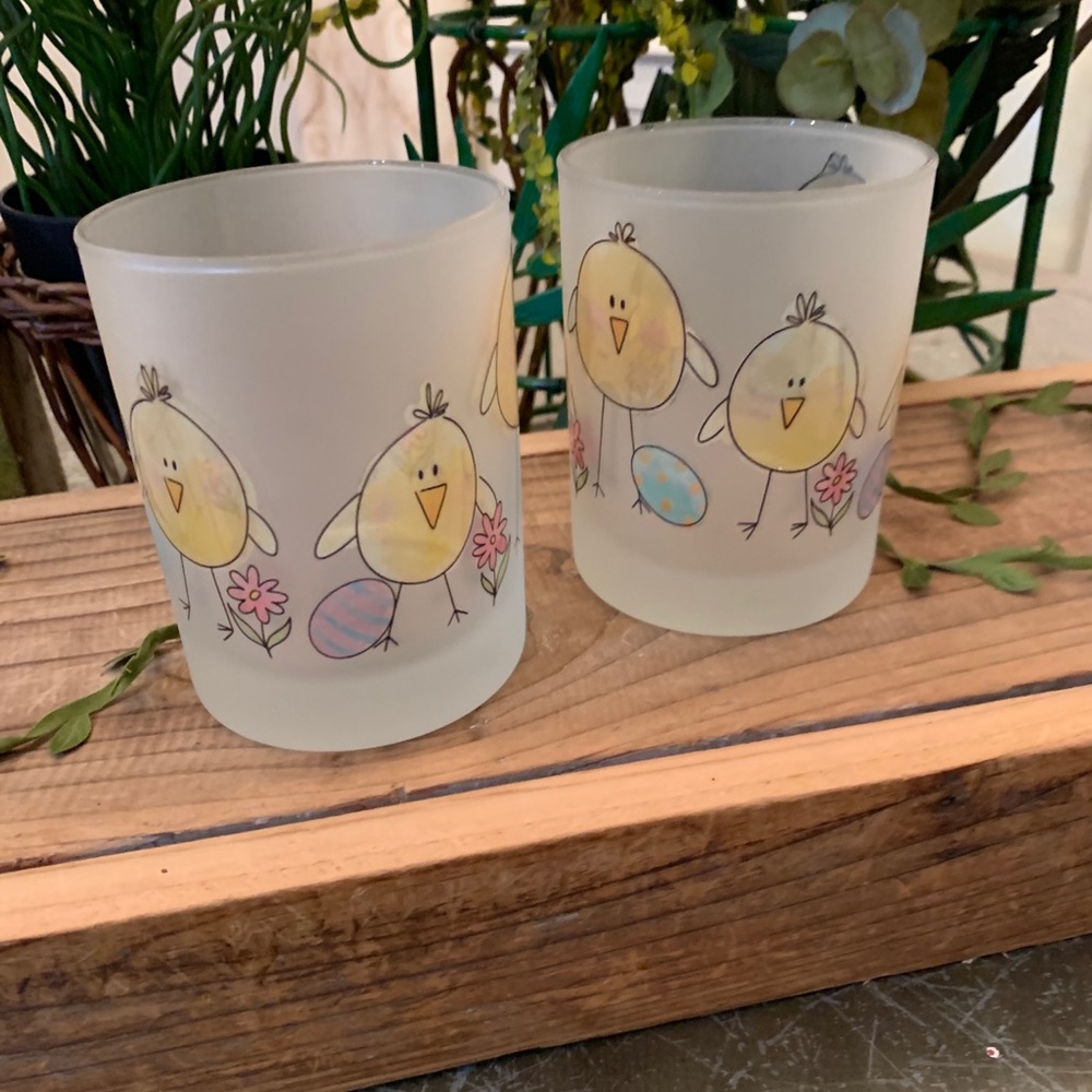 ALBERTO CULVER “Easter Chicks” Old Fashion Bar Glasses RARE